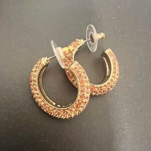 Baublebar Gold + Peach Stone Hoop Earrings